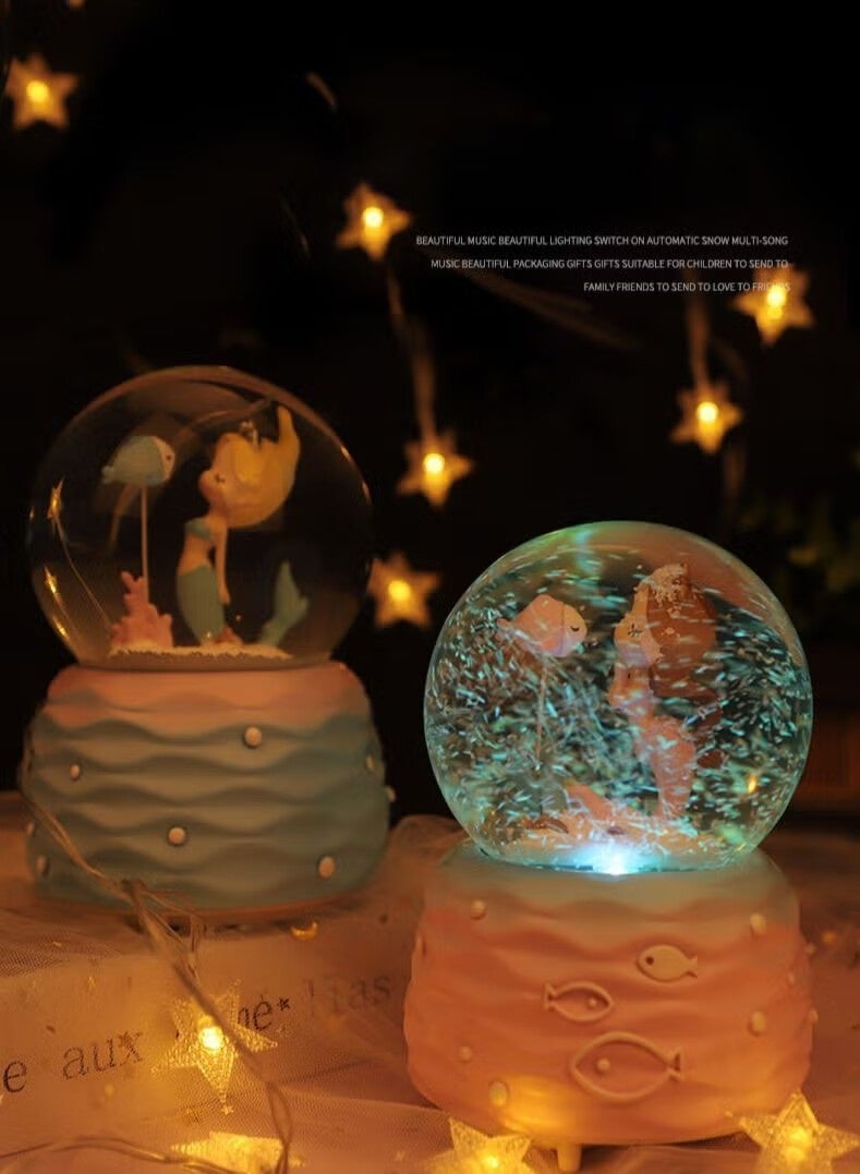 أجريون كرات ثلجية ، كرات ثلجية على شكل حورية البحر مع موسيقى ، مصابيح LED ، زينة عرض لامعة ، ديكور منزلي لأساسيات غرفة الأطفال ، هدية عيد ميلاد ، تذكار ثمين ، هدايا مبتكرة لطيفة ومقتنيات (وردي) - Image 4
