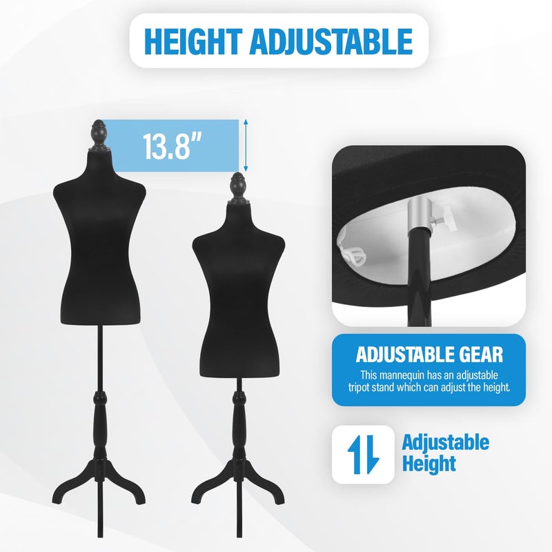 FDW Female Mannequin Body Dress Form Sewing Mannequin Torso Manikin with Tripod Base Stand Adjustable Mannequin for Sewing Clothes Display - Image 2
