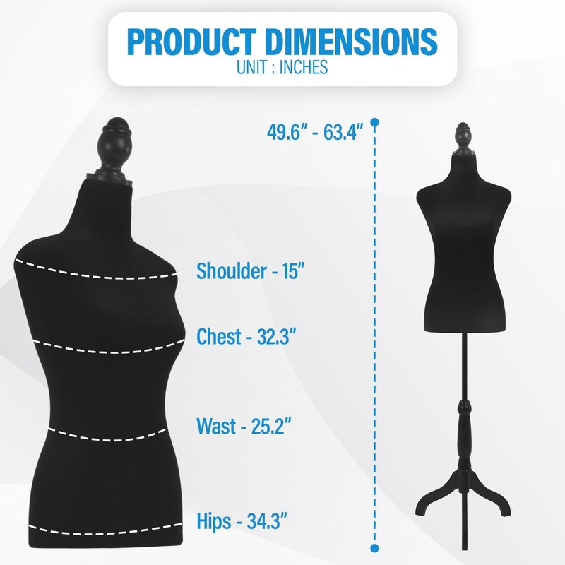 FDW Female Mannequin Body Dress Form Sewing Mannequin Torso Manikin with Tripod Base Stand Adjustable Mannequin for Sewing Clothes Display - Image 5