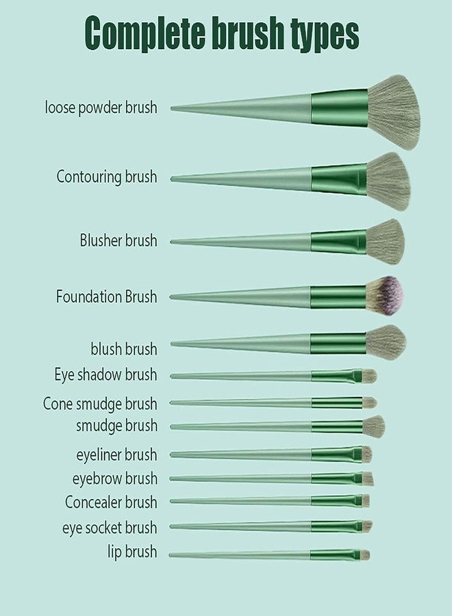 Professional Makeup Brush Set, 13 Piece Bamboo Handle Cosmetic Brushes with Silver Ferrules, Essential Beauty Tools for Face, Eyes - Image 3