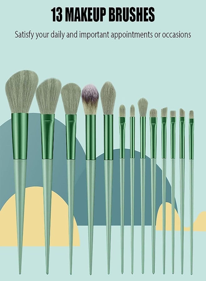 Professional Makeup Brush Set, 13 Piece Bamboo Handle Cosmetic Brushes with Silver Ferrules, Essential Beauty Tools for Face, Eyes - Image 5