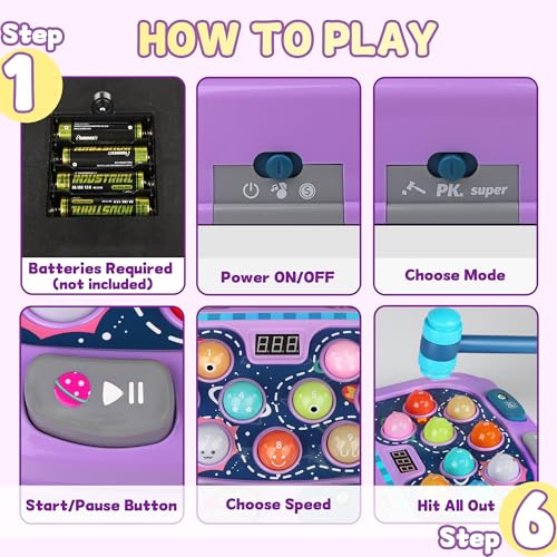 Pafolo Whack Game MoleToys for 3 Year OldBirthday Gifts for 3 4 5 6 Year old BoysBoys Toys Age 3Toddler Gifts2 Player Game ToyLarger 1115in Whack Toy with 5 Modes9 Speeds54 Levels and LightSounds - Image 5