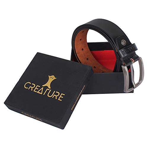 Creature Formal/Casual Black Color Leather Belts For Men (Length- 46 inches||BL-020) - Image 5