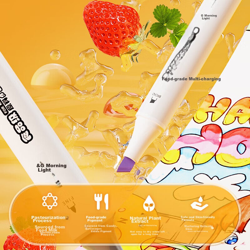 M&G Stationery, 48 Colors Food-Grade Water-Based Markers, Children's Dual-Tip Triangular Handle Washable Watercolor Pens, Student Art Brushes, Highlighters, Birthday And Chinese New Year Gift - Image 4