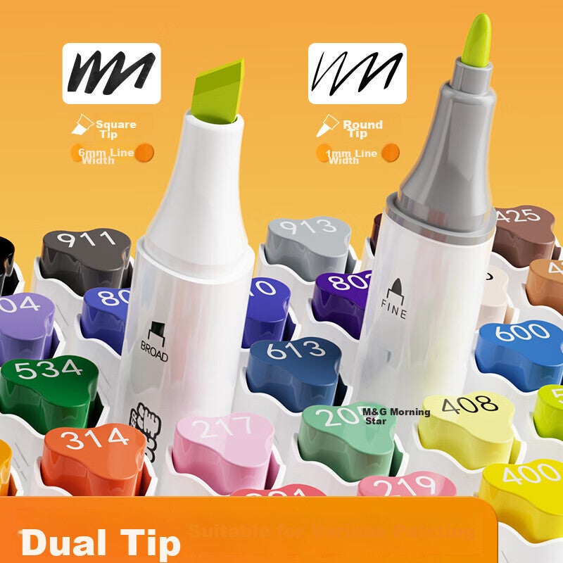M&G Stationery, 48 Colors Food-Grade Water-Based Markers, Children's Dual-Tip Triangular Handle Washable Watercolor Pens, Student Art Brushes, Highlighters, Birthday And Chinese New Year Gift - Image 3