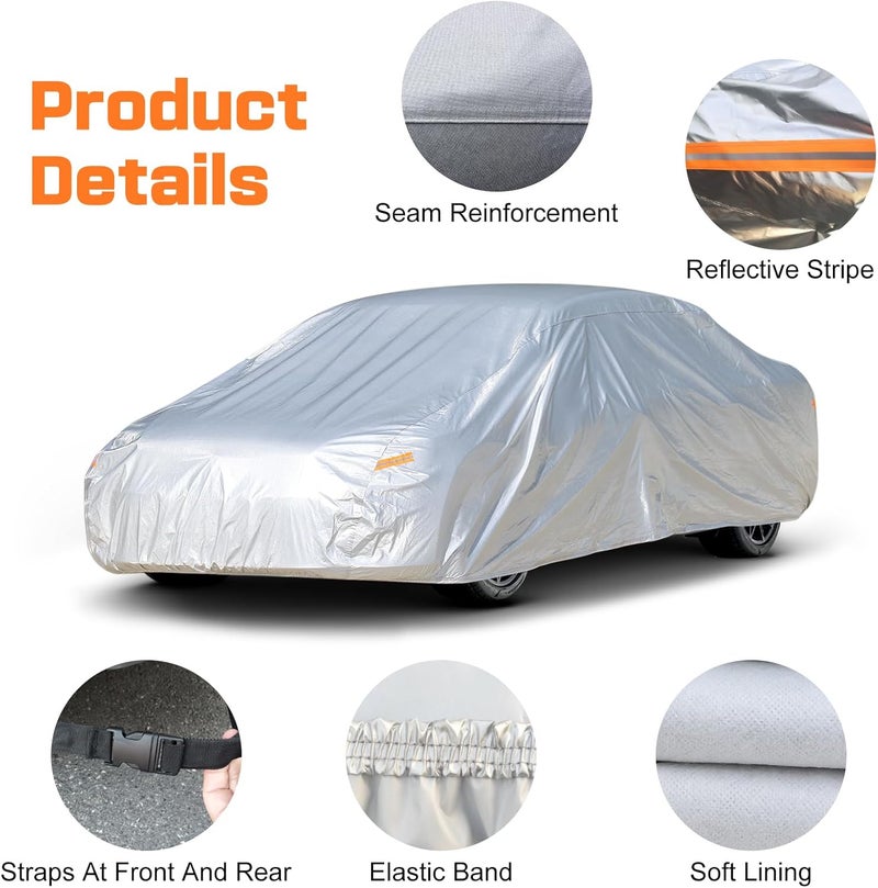 SEAZEN Heavy Duty Waterproof Car Cover for Coupe - Universal Fit for Ford Mustang, Chevrolet Camaro, BMW 4 Series, and More - Image 2