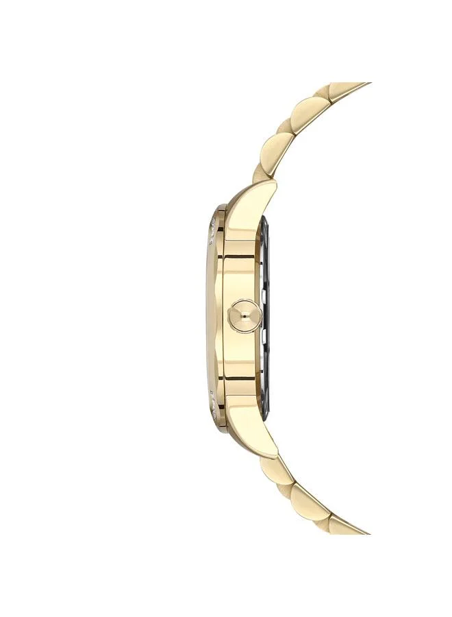 يو اس بولو اسن ساعة نسائية ستانلس ستيل ذهبي مينا أخضر تناظرية  مم