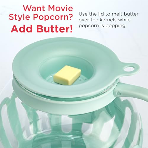 Ecolution Patented Micro-Pop Microwave Popcorn Popper with Temperature Safe Glass, 3-in-1 Lid Measures Kernels and Melts Butter, Made Without BPA, Dishwasher Safe, 1.5-Quart, Aqua - Image 5