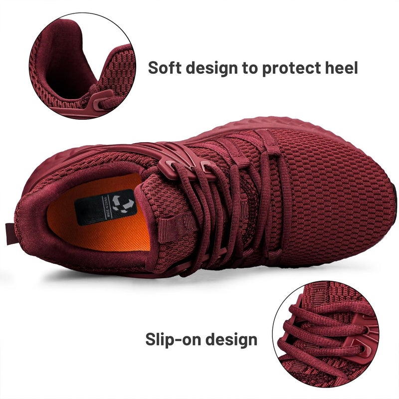 Abboos Womens Non Slip Running Shoes Lightweight Breathable Shoes Mesh Sneakers Athletic Gym Sports Walking Shoes Agate Red Size 10 - Image 4