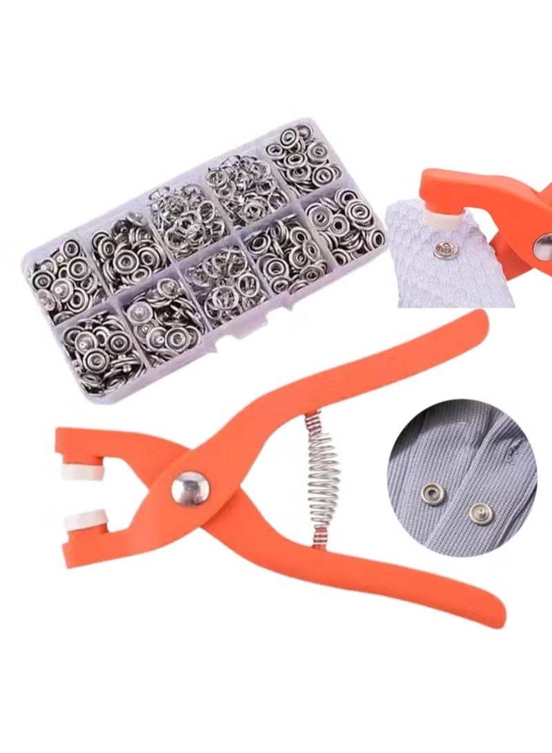 SenRan 200-Piece Metal Press Buttons & Ring Buttons Set for Sewing - No-Sew Invisible Snaps with Fixing Tools, Pliers for Female Buttons & Storage Box - Ideal for DIY Crafts, Clothing, Hats & Bags - Image 1