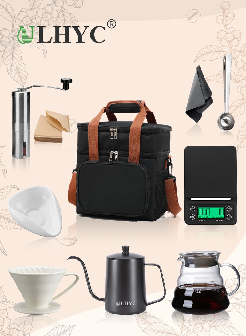 يو إل اتش واي سي طقم ماكينة صنع القهوة اليدوية 10 قطع V60 02 مع ميزان إلكتروني - Image 1