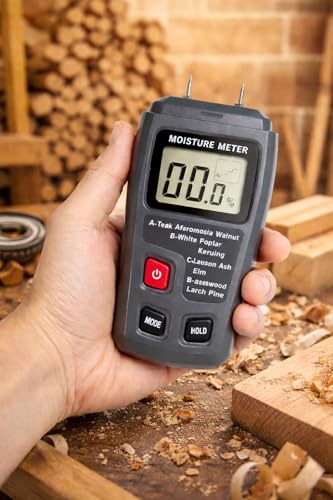 LABART Digital Wood Moisture Meter for Firewood, Small Handheld Wood Moisture Detector for Firewood Humidity Detector for Cordwood, Furniture, Floor, Wood Humidity, Corrugated Box & Many More - Image 1