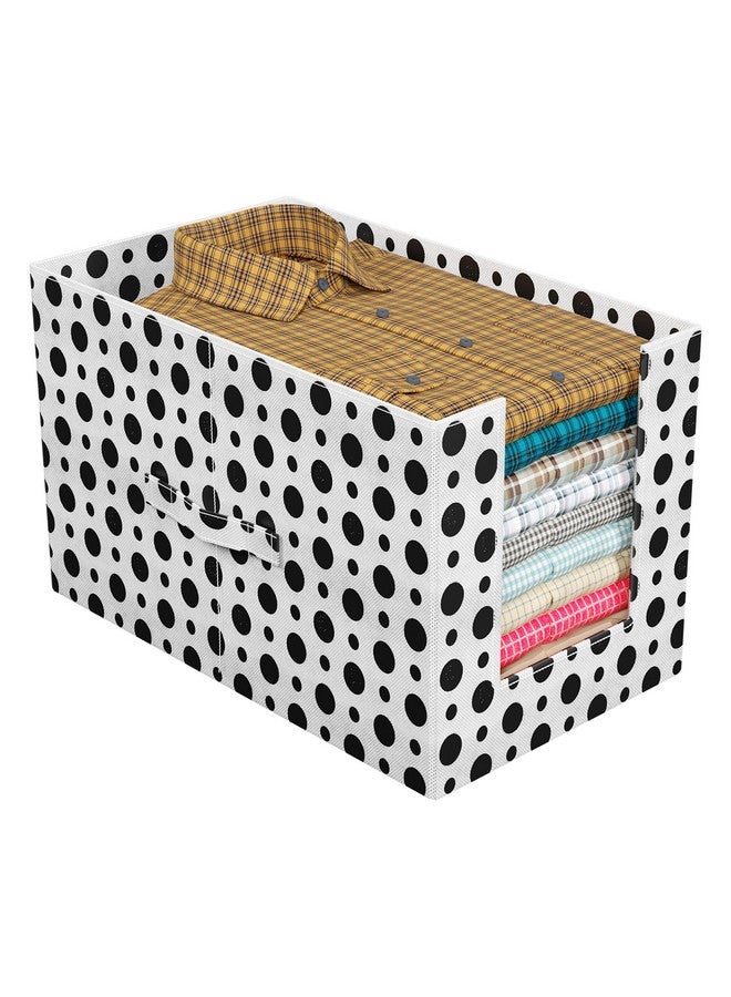 Kuber Industries Polka Dots Shirt Organizer for Wardrobe|Foldable Non Woven Shirt Stacker|Designer Cupboard Organizer for Clothes |Clothes Storage box (Black & White) - Image 1
