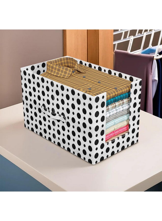 Kuber Industries Polka Dots Shirt Organizer for Wardrobe|Foldable Non Woven Shirt Stacker|Designer Cupboard Organizer for Clothes |Clothes Storage box (Black & White) - Image 2