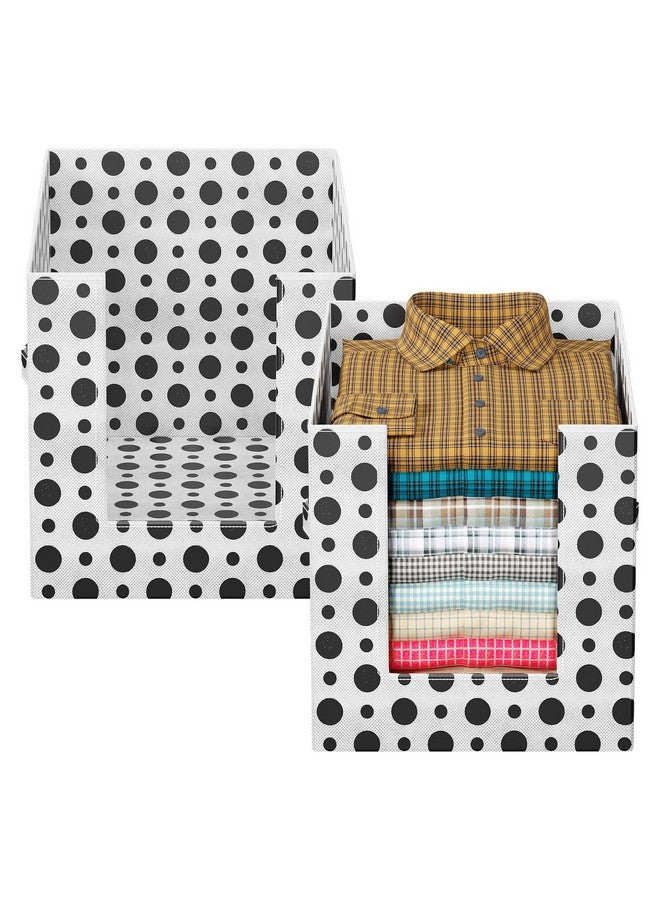 Kuber Industries Polka Dots Shirt Organizer for Wardrobe|Foldable Non Woven Shirt Stacker|Designer Cupboard Organizer for Clothes |Clothes Storage box (Black & White) - Image 5