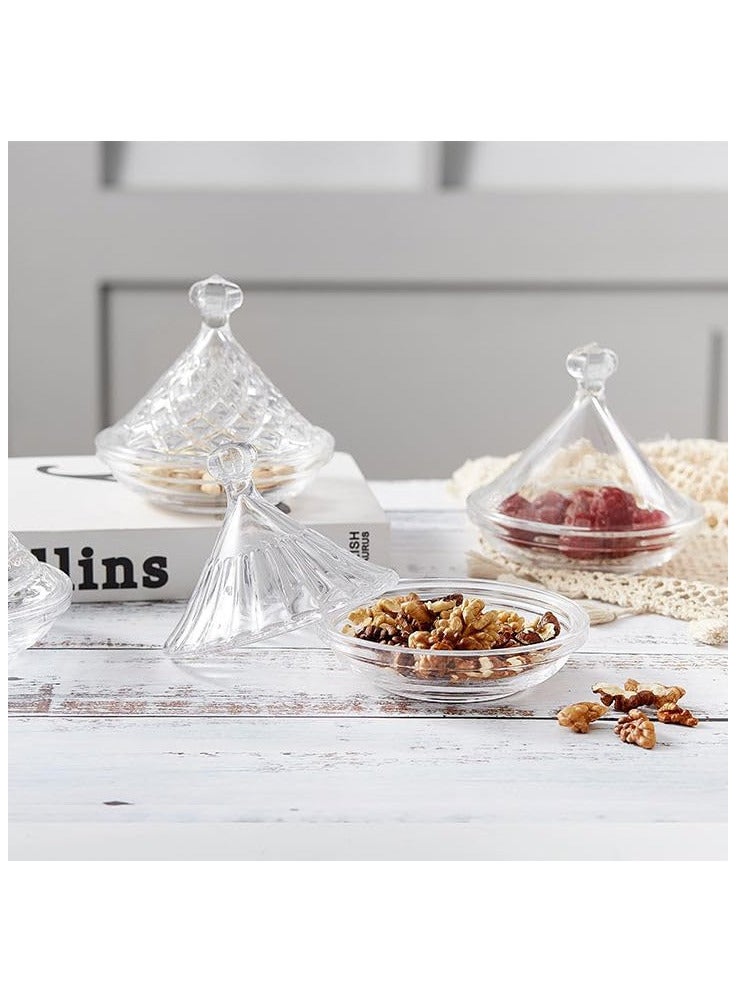 ECVV Clear Glass Candy Dish with Lid - Covered Candy Bowl, Crystal Candy Jar for Home | Kitchen | Office | Table | Birthday Gift Clear - Image 3