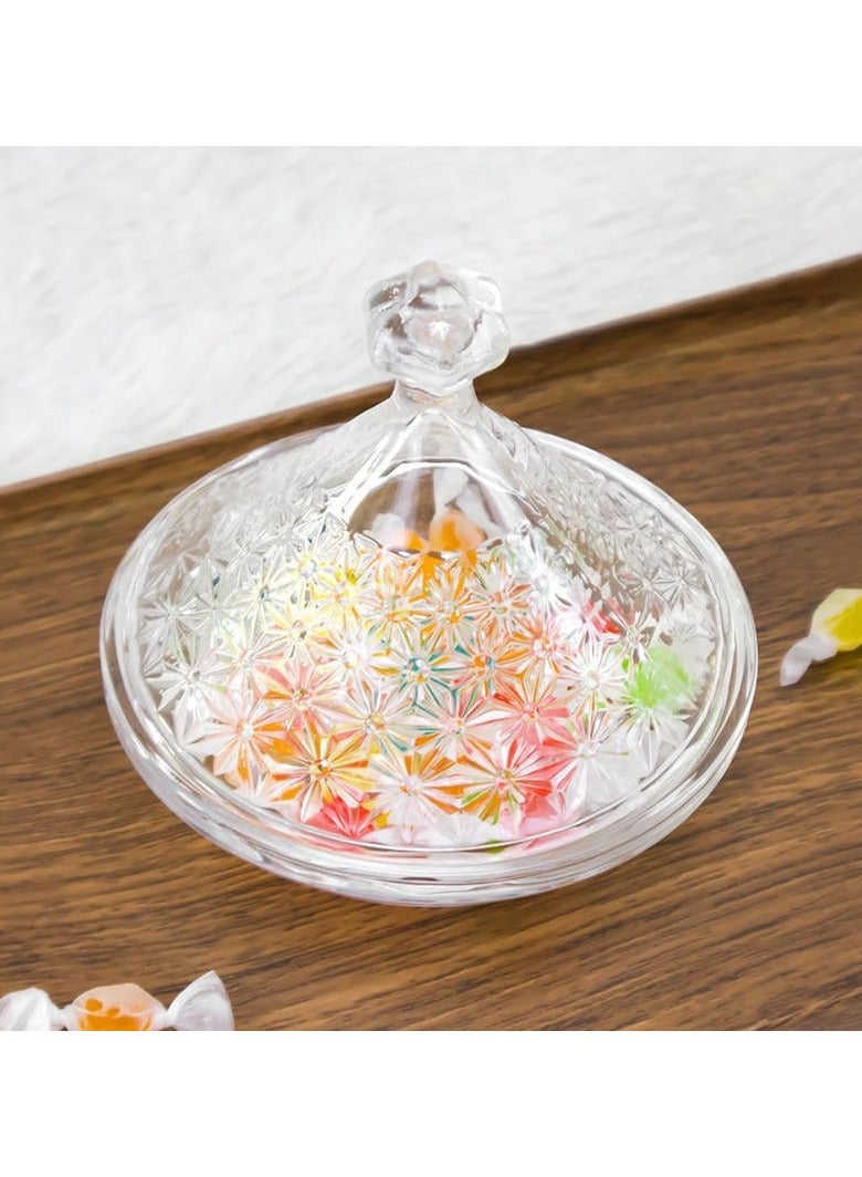 ECVV Clear Glass Candy Dish with Lid - Covered Candy Bowl, Crystal Candy Jar for Home | Kitchen | Office | Table | Birthday Gift Clear - Image 1