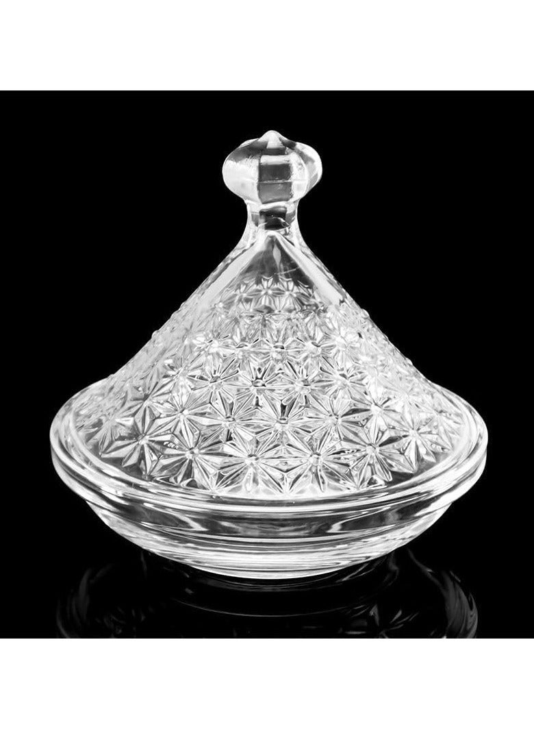 ECVV Clear Glass Candy Dish with Lid - Covered Candy Bowl, Crystal Candy Jar for Home | Kitchen | Office | Table | Birthday Gift Clear - Image 4