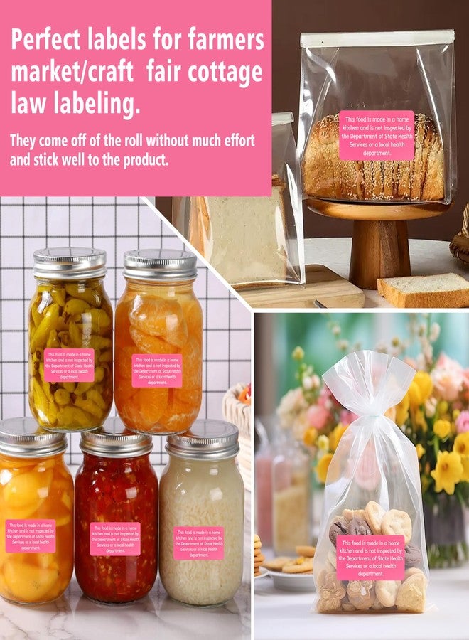 Varpotle 500 Count Cottage Food Law Labels Stickers, 2x1 Inch Made in a Home Kitchen Labels, Pink Cottage Law Labels for Homemade Bakery, Canning, Farmers Market Packaging, Home Kitchen (Pink-500, 2 x 1 Inch) - Image 3