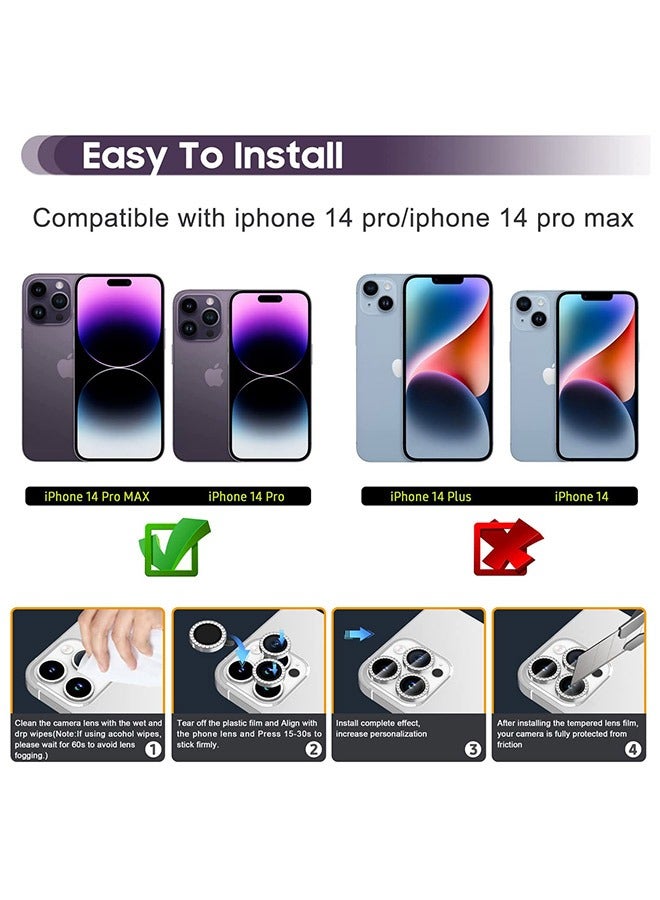 مثقاب فلاش معدني واقٍ لعدسة الكاميرا من الزجاج المقوى ، عالي الدقة مقاوم للخدش ، واقي شاشة بحلقة فردية ، غطاء كاميرا ، لهاتف iPhone 14 Pro / Max (فضي) - Image 2