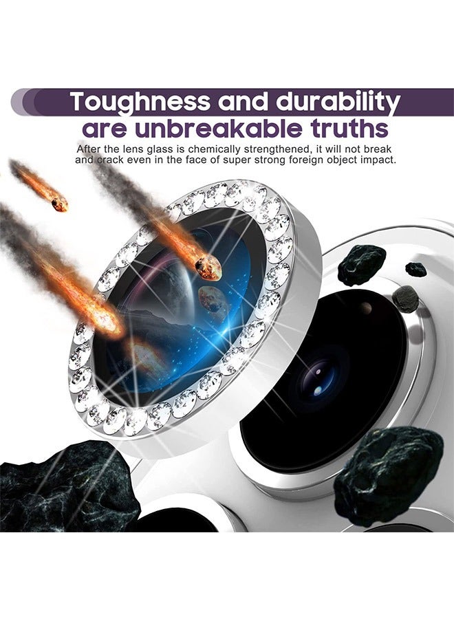 مثقاب فلاش معدني واقٍ لعدسة الكاميرا من الزجاج المقوى ، عالي الدقة مقاوم للخدش ، واقي شاشة بحلقة فردية ، غطاء كاميرا ، لهاتف iPhone 14 Pro / Max (فضي) - Image 3