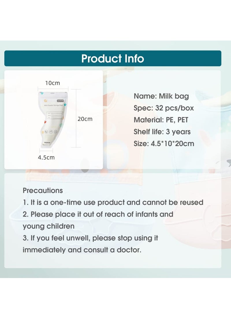 Baby Formula Storage Bag for Travel Milk Powder Dispenser Portable Infant Feeding Food Pouches Breastmilk Storage Bags 1.8oz with Temp-Sensing Doubled-Sealed Hygienically Self Standing 32pcs - Image 5