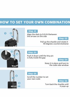 KASTWAVE Locks Travel, Combination Lock, Bag Lock, 6 Pack, 3 Digit Combination Padlock for Traveling Toolbox School Gym Door Locker Suitcases Employee Hasp Storage  - Image 4