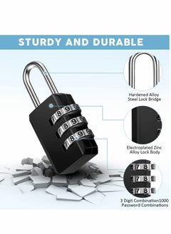 KASTWAVE Locks Travel, Combination Lock, Bag Lock, 6 Pack, 3 Digit Combination Padlock for Traveling Toolbox School Gym Door Locker Suitcases Employee Hasp Storage  - Image 3