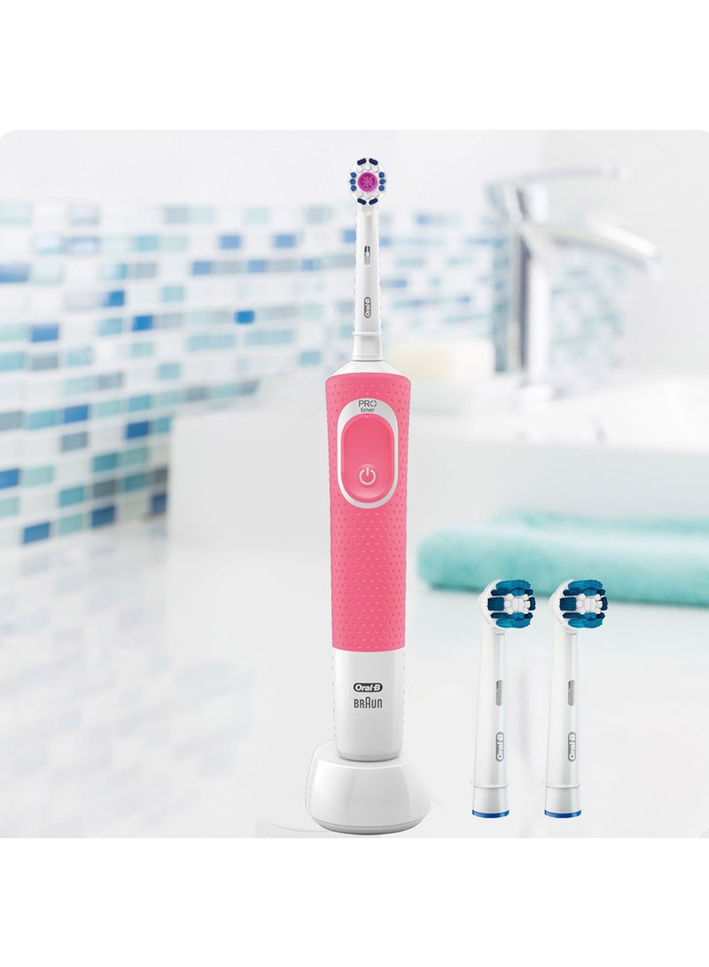 Oral-B فرشاة أسنان أورال-بي فيتالتي D300 - 3 أوضاع تنظيف، تنظيف لطيف ومؤقت مدمج لمدة 2 دقيقة، 2 رأس فرشاة إضافي - Image 3