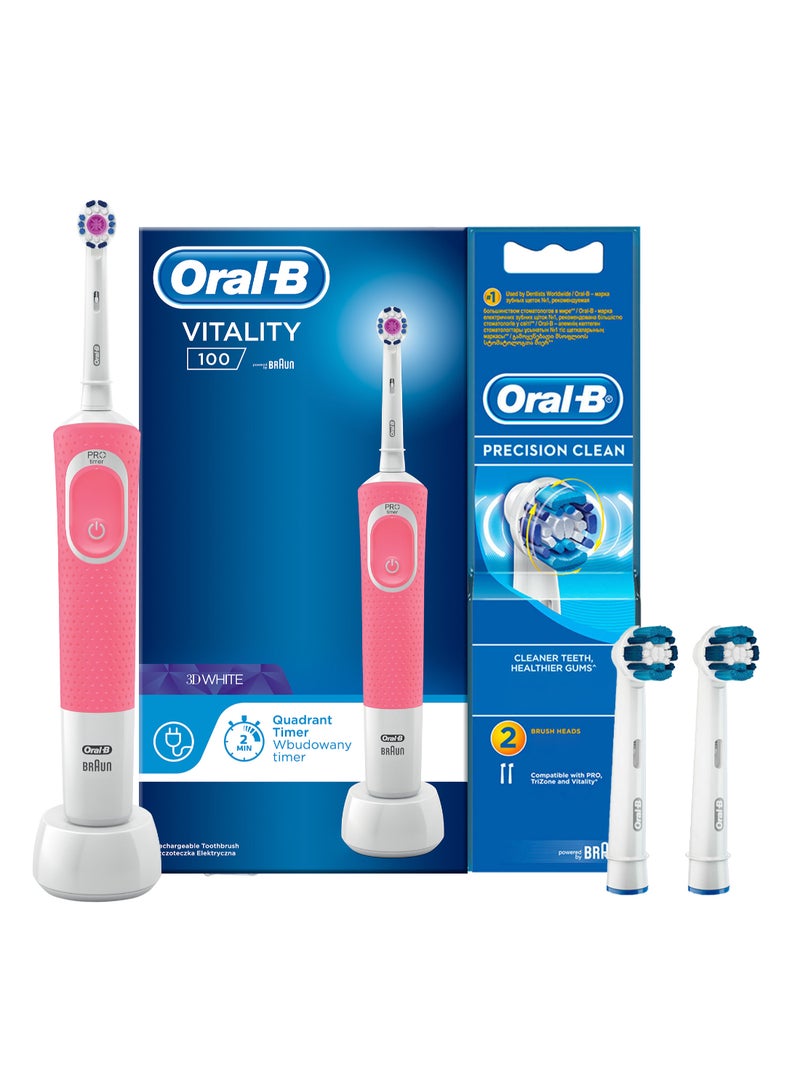 Oral-B فرشاة أسنان أورال-بي فيتالتي D300 - 3 أوضاع تنظيف، تنظيف لطيف ومؤقت مدمج لمدة 2 دقيقة، 2 رأس فرشاة إضافي - Image 2