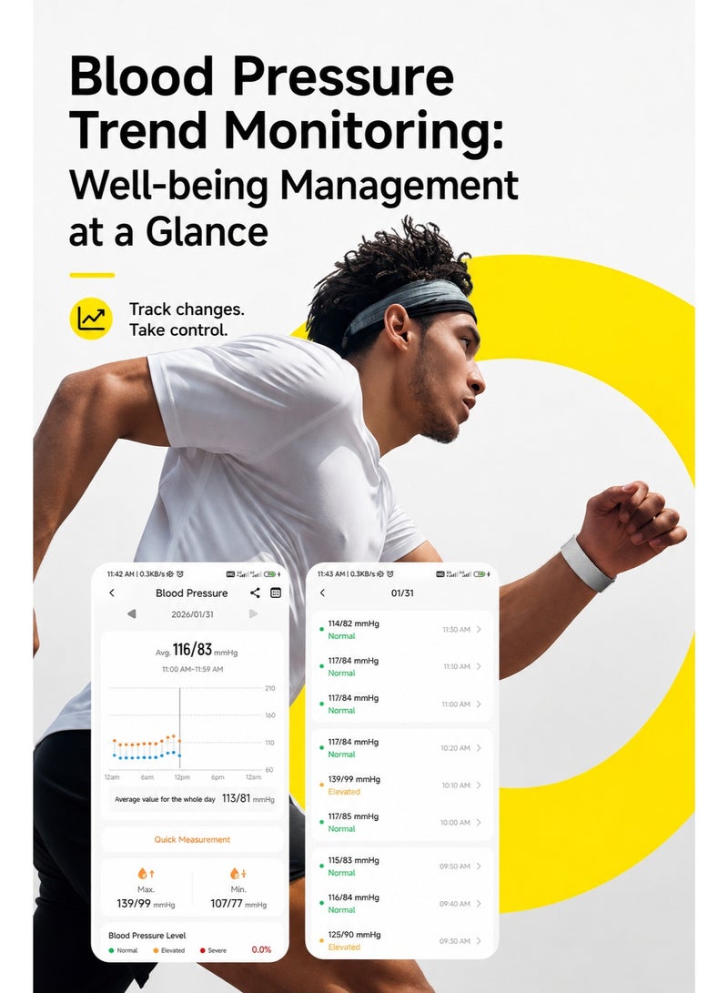 BASEMENT-1 Fitness Tracker with ECG, Non-Invasive Blood Glucose and Blood Pressure Trend Monitoring, HRV, Heart Rate, Blood Oxygen, Sleep and Body Temperature Tracking, Multiple Sports Modes, IP68/5ATM Waterproof Smart Bracelet - Image 3