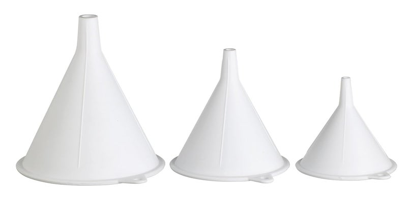 KitchenCraft KCFUNSET Plastic Funnel Set, White, 3 Piece - Image 1