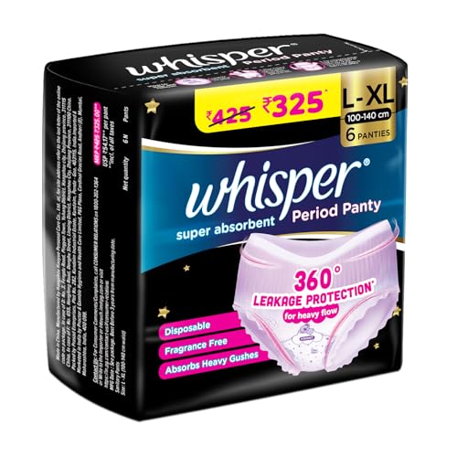 Whisper Super Absorbent Period Panty, 6 L-XL Pants, 360 Degree Leakage Protection* for Heavy Flow, Panty like Fit, Full back Coverage, Absorbs Heavy Gushes, Silky Soft, Comfortable Feel - Image 3