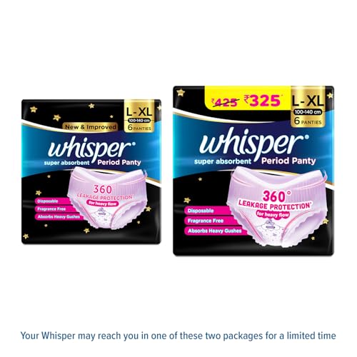 Whisper Super Absorbent Period Panty, 6 L-XL Pants, 360 Degree Leakage Protection* for Heavy Flow, Panty like Fit, Full back Coverage, Absorbs Heavy Gushes, Silky Soft, Comfortable Feel - Image 2