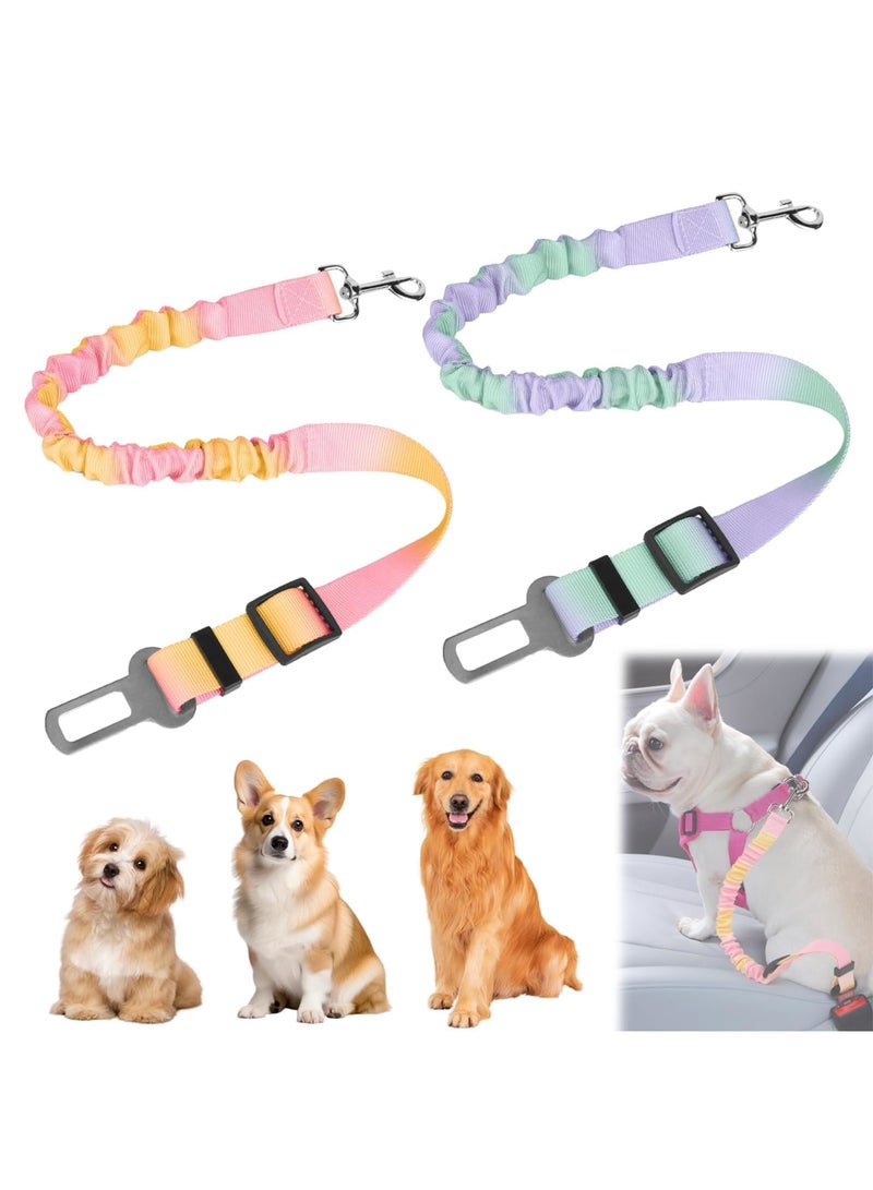 SYOSI 2Pcs Adjustable Dog Car Seat Belt with Secure Clip-On, Elastic Retractable Pet Safety Harness, Durable Safety Restraint for Car Travel, Comfortable and Easy to Use, Suitable for Small to Large Dogs - Image 1