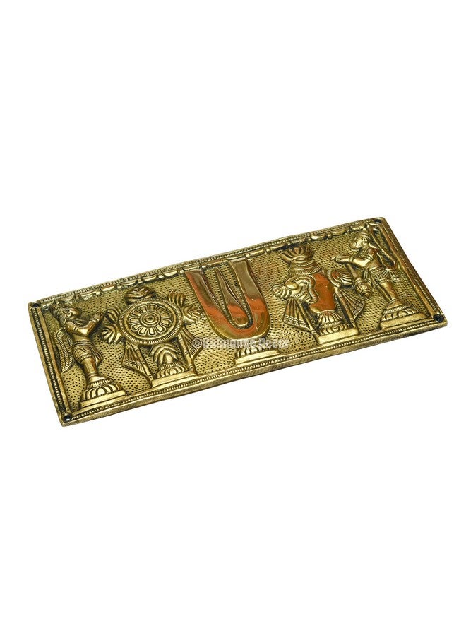 Bhimonee Decor by Modern Gift Centre | Pure Brass Shanku Chakra Hanging Wallplate with Garuda and Hanuman | 10 x 4 Inches | 1.10 kg Weight | Premium Spiritual Wall Decor for Home, Temple, Office - Image 5