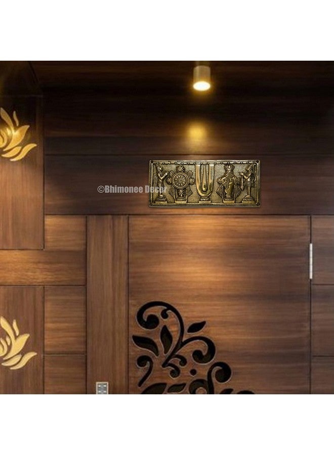 Bhimonee Decor by Modern Gift Centre | Pure Brass Shanku Chakra Hanging Wallplate with Garuda and Hanuman | 10 x 4 Inches | 1.10 kg Weight | Premium Spiritual Wall Decor for Home, Temple, Office - Image 3