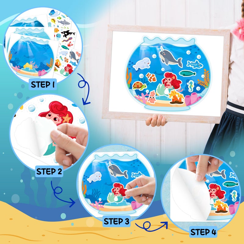 LINAYE 24 Sheets Ocean Stickers with Under The Sea Scenes, Make Your Own Sea Life Animal Fish Stickers, Ocean Summer Crafts Activities for Kids - Image 4