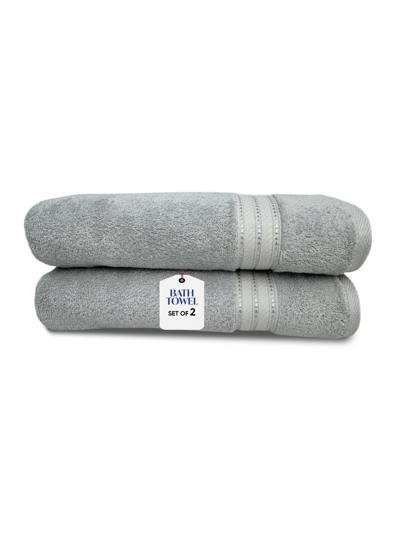 كاسينو Kassino Premium Bath Towels Set - (2 Pack, 70x140 cm), 580 GSM Bath Towel,100% Combed Cotton, Soft & Quick-Dry Towels for Bathroom, Highly Absorbent, Double Stitched Hotel Quality Towels | Ash Grey - Image 1