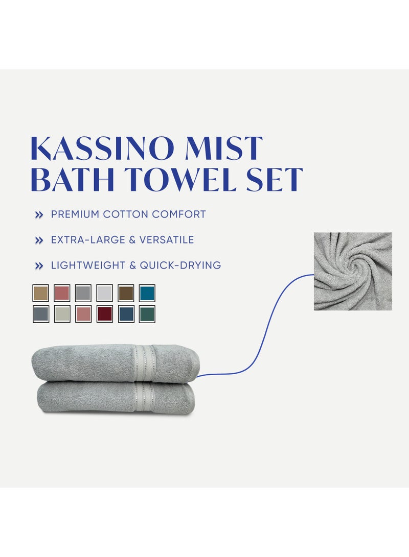 كاسينو Kassino Premium Bath Towels Set - (2 Pack, 70x140 cm), 580 GSM Bath Towel,100% Combed Cotton, Soft & Quick-Dry Towels for Bathroom, Highly Absorbent, Double Stitched Hotel Quality Towels | Ash Grey - Image 3
