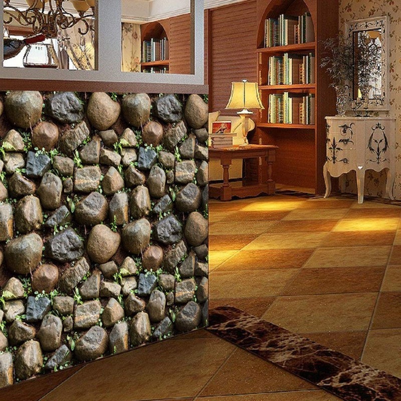 Wolpin Wall Stickers Wallpaper Decals Self Adhesive 45 cm x 10 m 3D Stone DIY Stone Color Decorative Wallpaper - Image 5