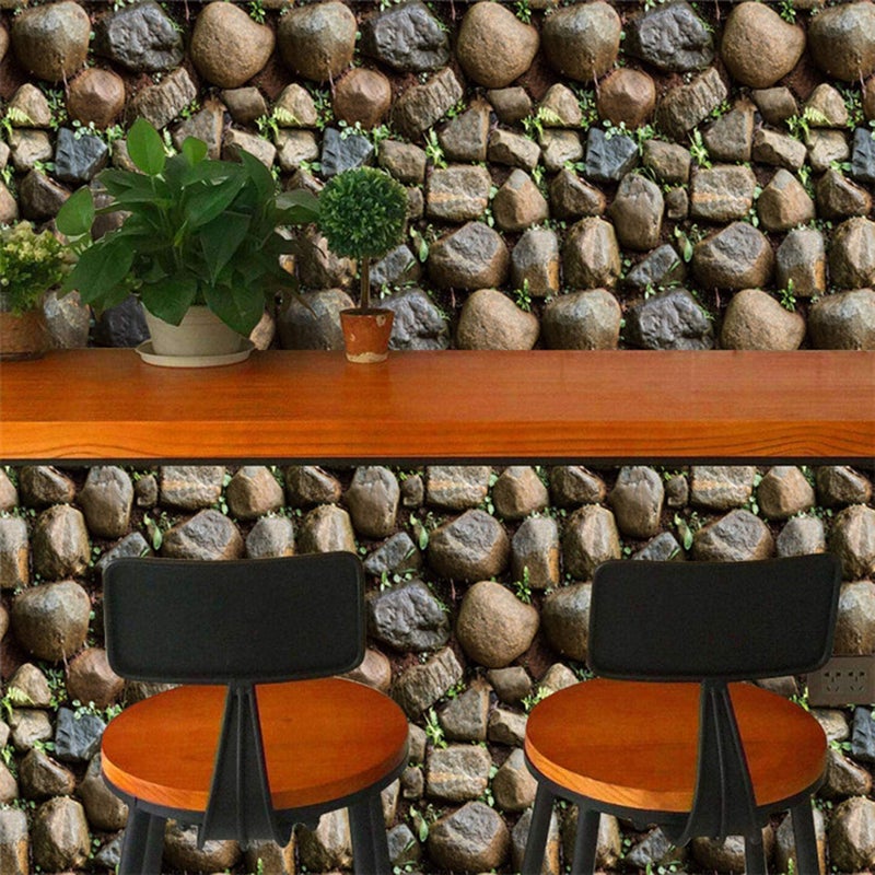 Wolpin Wall Stickers Wallpaper Decals Self Adhesive 45 cm x 10 m 3D Stone DIY Stone Color Decorative Wallpaper - Image 4