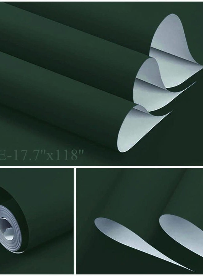 Dimoon 110''x17.7'' Dark Green Peel and Stick Wallpaper Contact Paper Modern Self Adhesive Wall Paper Removable Renter Friendly Textured Solid Color Cabinet Vinyl Roll (110''x17.7'',Emerald Dark) - Image 2