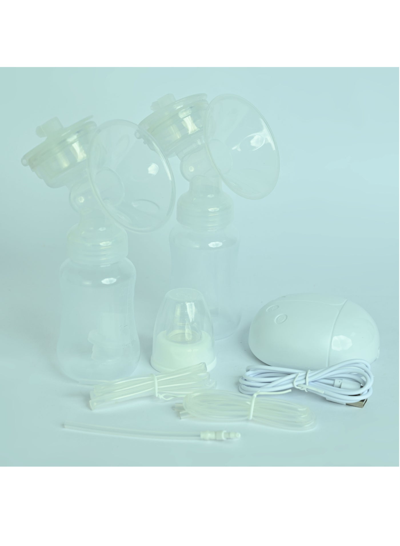 Electric Breast-Pump for Mothers, Portable Double Breast Pumps, Comfortable and Quick Double Electric Pump, Breast Milk Storage Bags with Milk Bottle for New Moms - White