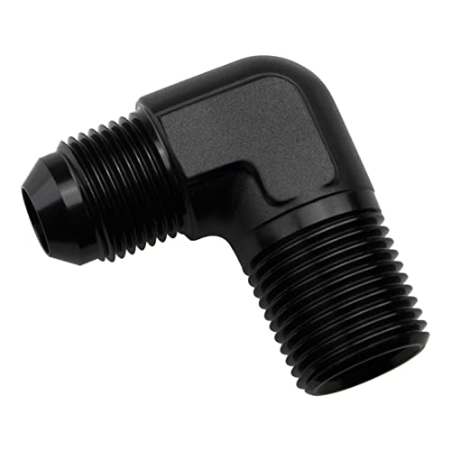 KRD PERFORMANCE KRD RERFORMANCE Black Aluminum 90 Degree Elbow -10 AN AN10 Male Flare to 1/2" NPT Male Thread Fitting Adaptor Connector - Image 2