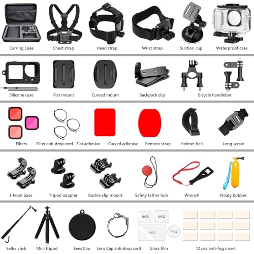 SGIP Accessories Kit for DJI Osmo Action 5 Pro/4/3 Black, SGIP Waterproof Protective Cover Housing Bike Mount Selfie Stick, Accessory Set - Image 2