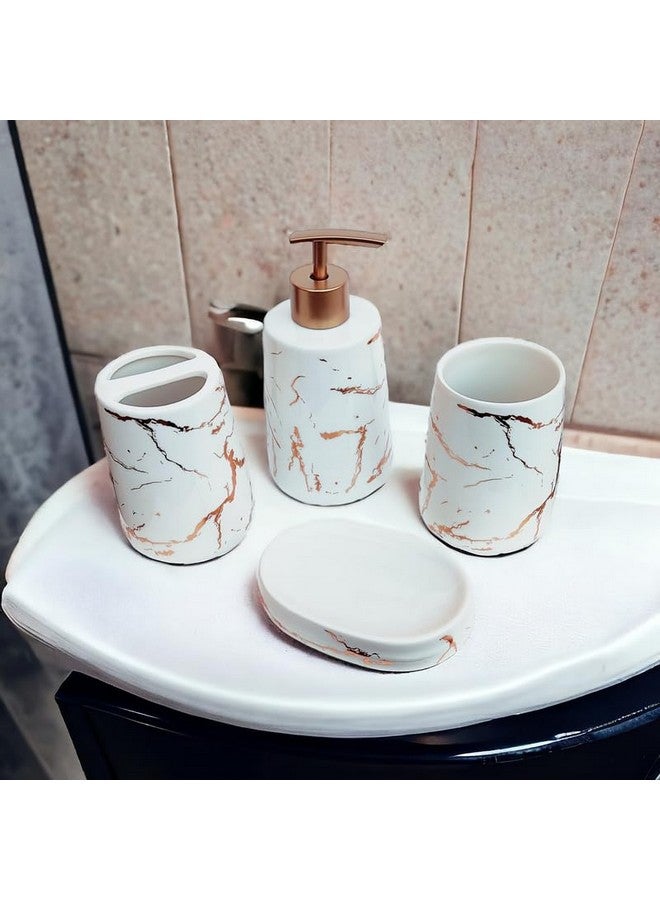 Whizzo® Premium Ceramic Bathroom Accessories Set Ceramic - 4 Pieces Bathroom Accessories Set Soap Dispenser, Toothbrush Holder, Tumbler, Soap Dish, The Best Gifting Choice (White) - Image 5