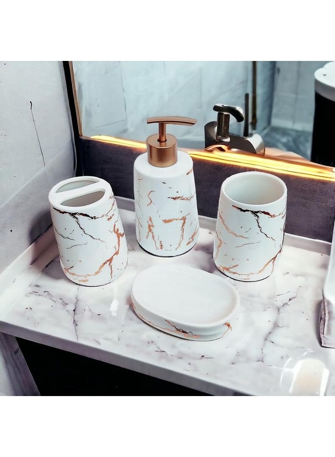 Whizzo® Premium Ceramic Bathroom Accessories Set Ceramic - 4 Pieces Bathroom Accessories Set Soap Dispenser, Toothbrush Holder, Tumbler, Soap Dish, The Best Gifting Choice (White) - Image 4
