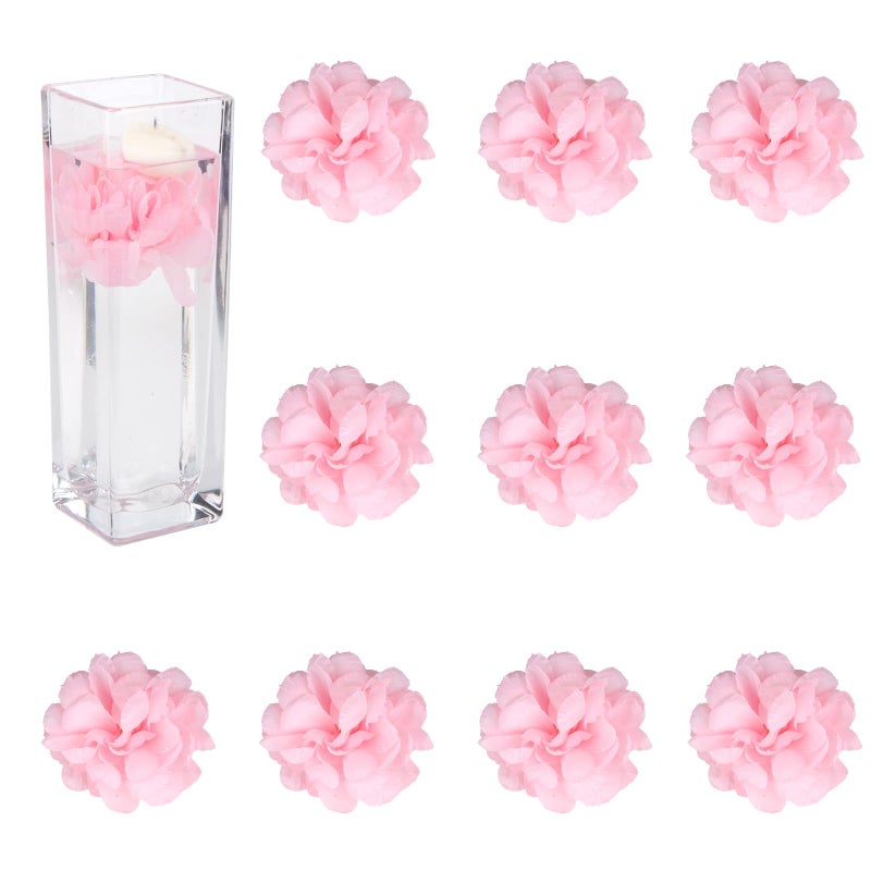 TeaSu Floating Flowers for Floating Candle Centerpieces, 12pcs Faux Flower Head for Wedding Centerpieces (Pink) - Image 1