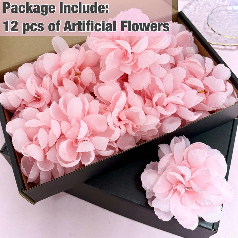 TeaSu Floating Flowers for Floating Candle Centerpieces, 12pcs Faux Flower Head for Wedding Centerpieces (Pink) - Image 4